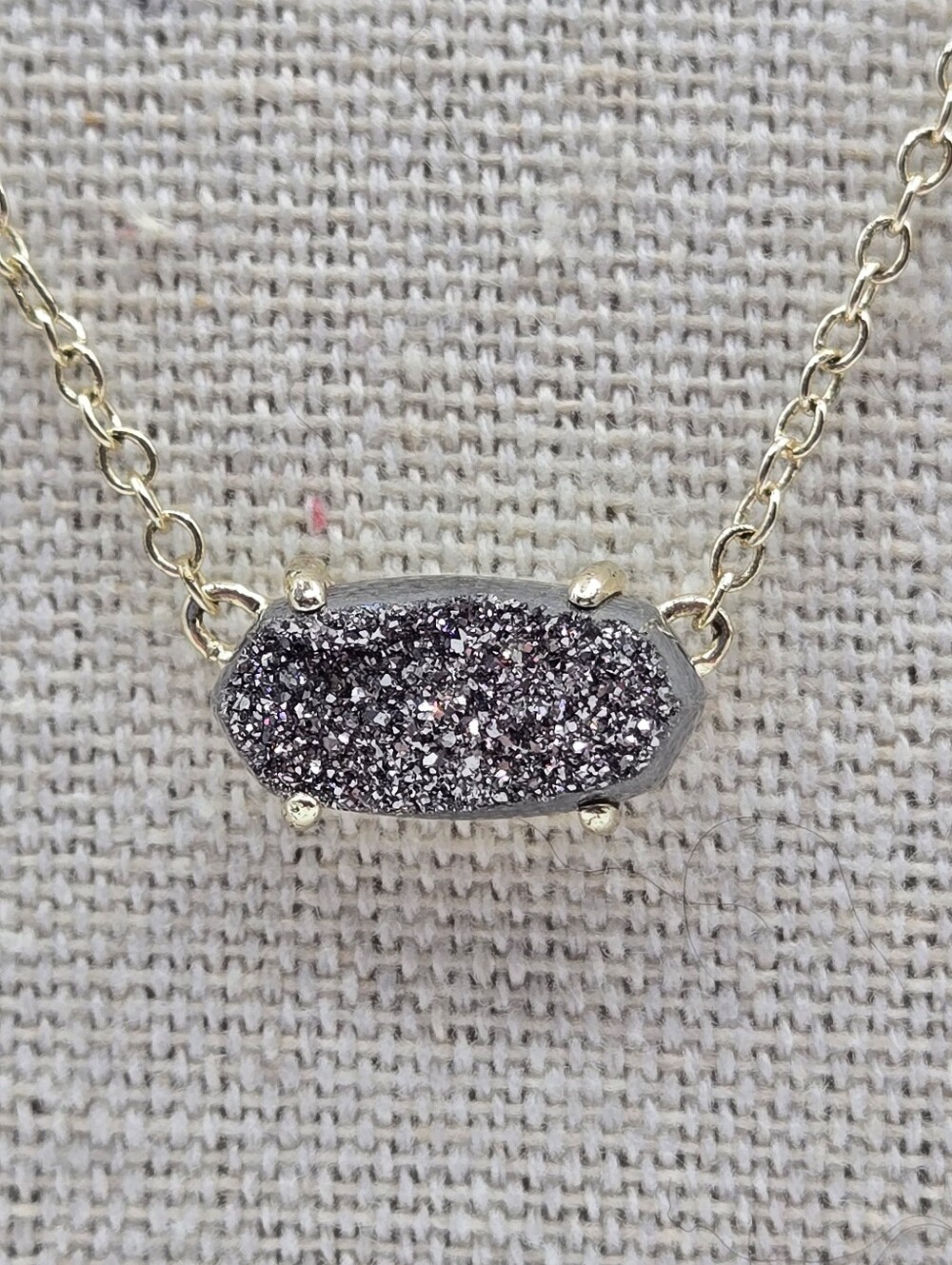 Kendra Scott Elisa Pendant Necklace Platinum Drusy Gold Plated